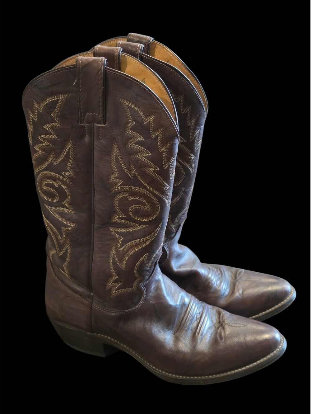 JUSTIN Boots Marbled Chestnut Brown Deerlite Mens 10 D Cowboy Boots Leather 1560